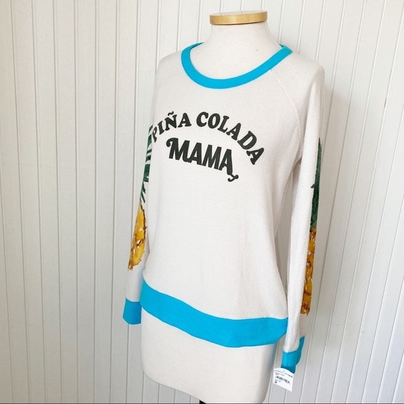 NWT Chaser Pina Colada Mama Pineapple Cream Beach Sweater Sweatshirt Size Medium - Picture 11 of 16